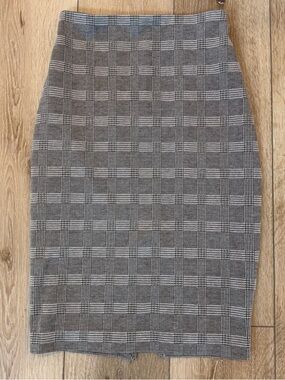 NWOT Express Gray Plaid Stretchy Pencil Skirt XXS